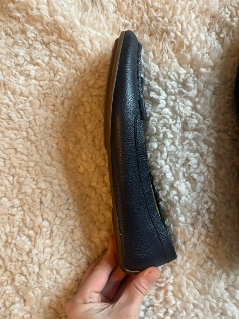 Talbots Everson Horsebit Pebbled Leather Driving Moccasins Size 8 Navy - Picture 5 of 7